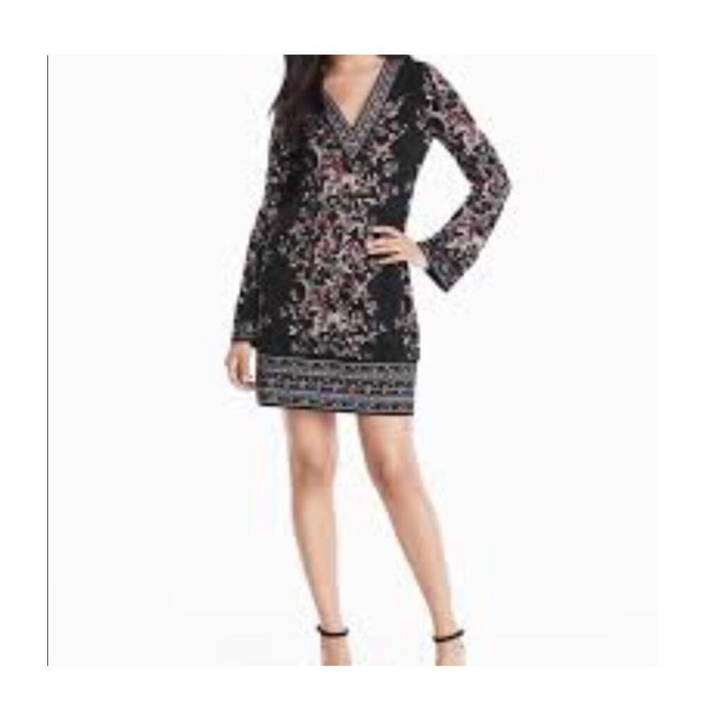 WHBM Floral Long Sleeve V Neck Dress Size XXS